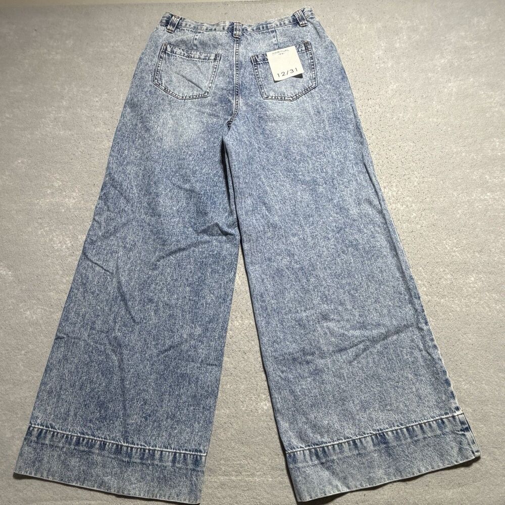 Habitual Wide Leg Jeans Women’s 12 Blue Light Wash High Rise Cotton Lyocell